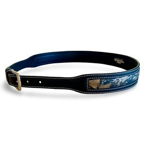 Legendary Whitetails Original Deer Gear Black Genuine Leather Belt w/ Camouflage